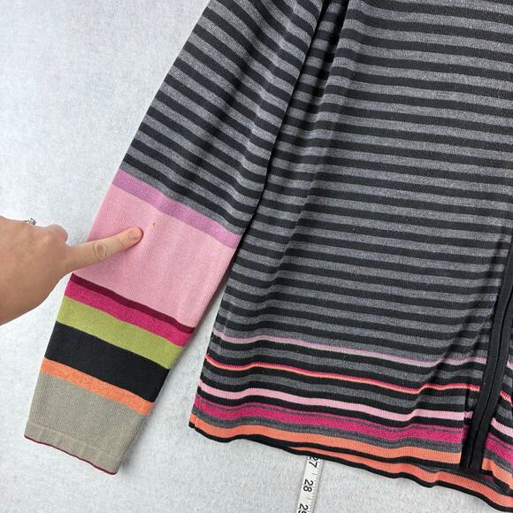 Vintage White Stag Full Zip Striped Sweater Women's XL V Neck Long Sleeve READ - Picture 7 of 15